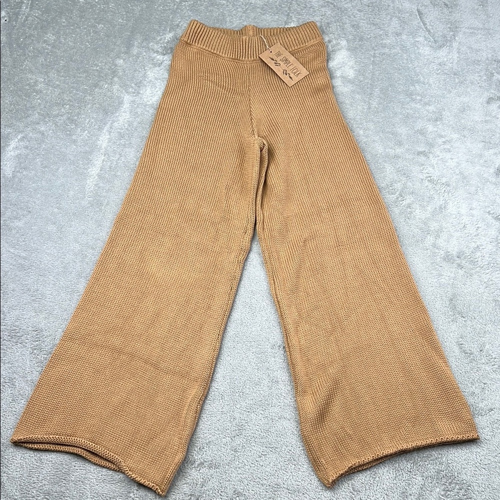 NEW The Simple Folk 2/XS 100% Organic Cotton Carmel Cozy Tan‎ Elastic Knit Pants